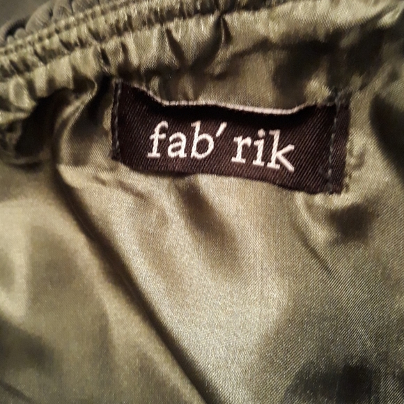 Fab'rik Olive Green Ruffled Off The Shoulder Dress - Picture 12 of 14